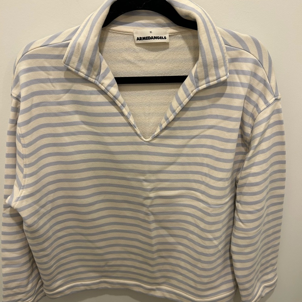 ArmedAngels Striped Collared Sweat-shirt